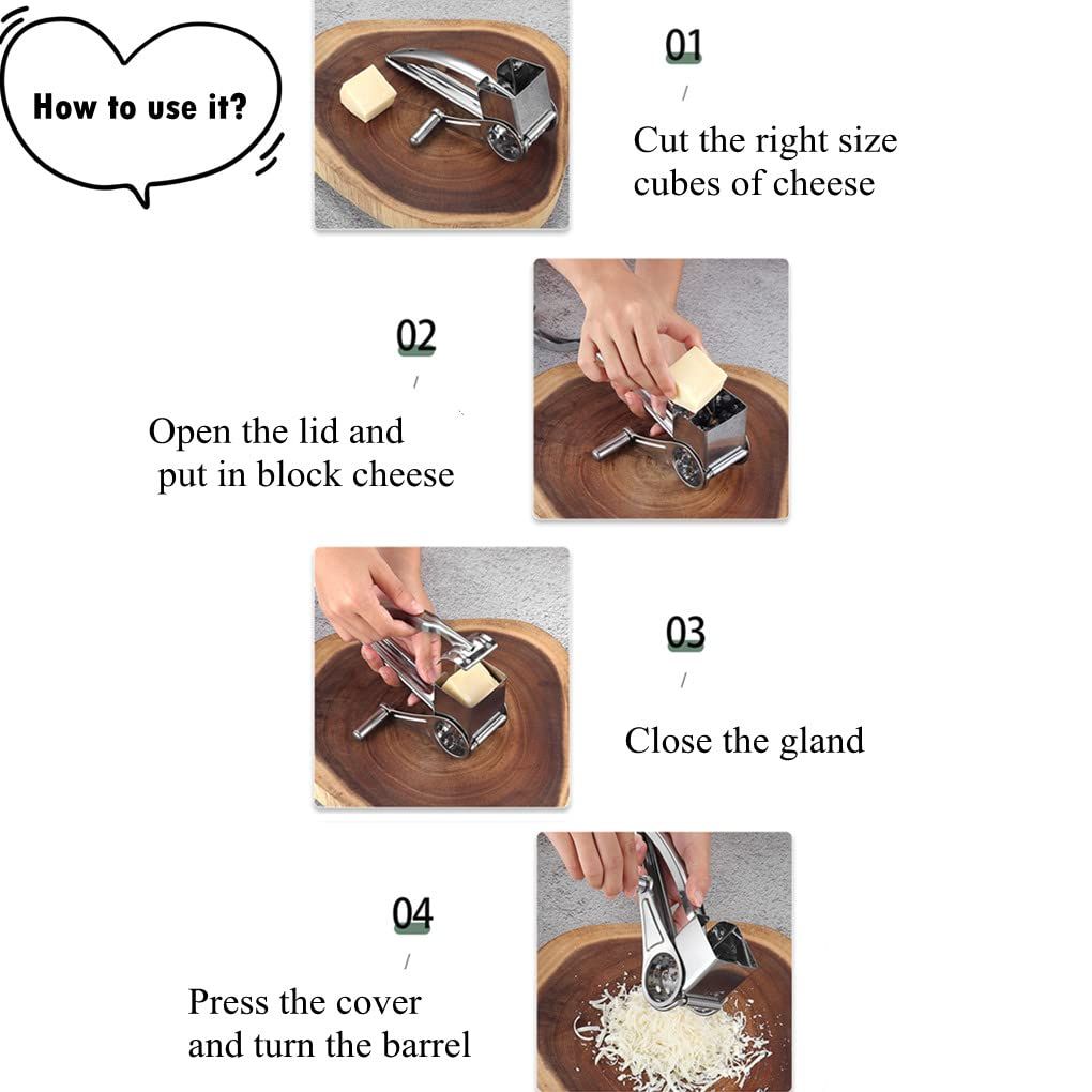 Rotary Cheese Grater with 4 Interchangeable Drum Blades view 5