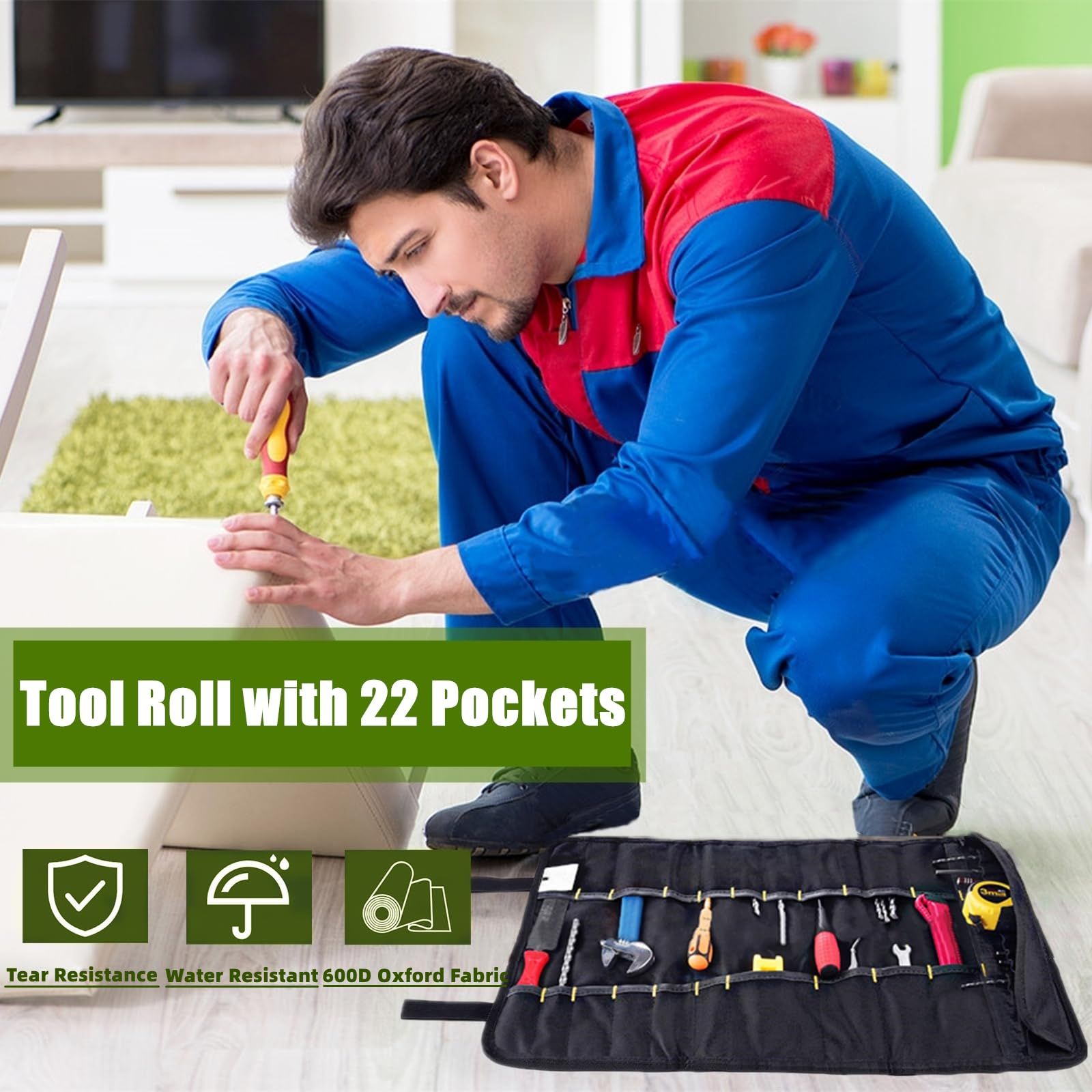 Wrench Roll Up Pouch, Wrench Organizer & Tool Pouch for 10 Sockets, Roll Up view 2