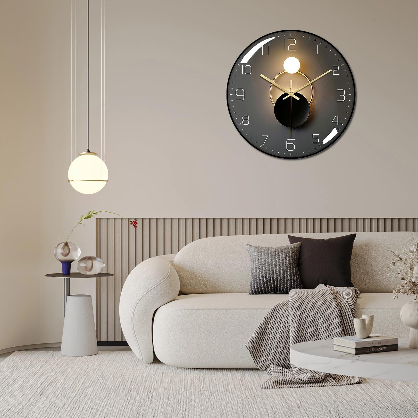 Wall Clock, Art Deco Wall Clock, Non-Ticking Silent Modern Metal Wall Clock view 2
