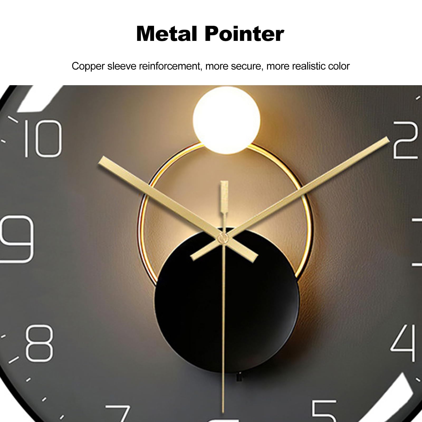 Wall Clock, Art Deco Wall Clock, Non-Ticking Silent Modern Metal Wall Clock view 4
