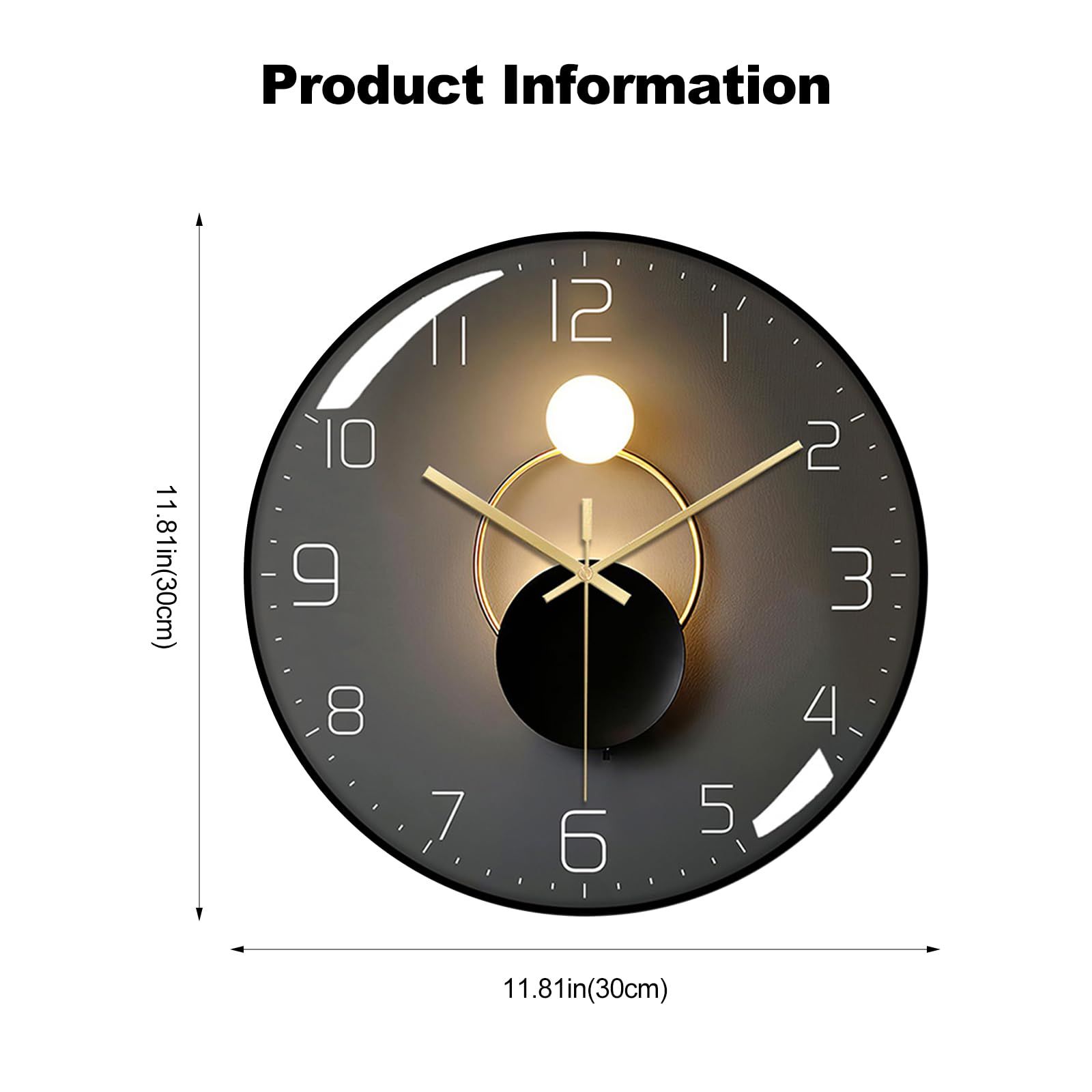 Wall Clock, Art Deco Wall Clock, Non-Ticking Silent Modern Metal Wall Clock view 5