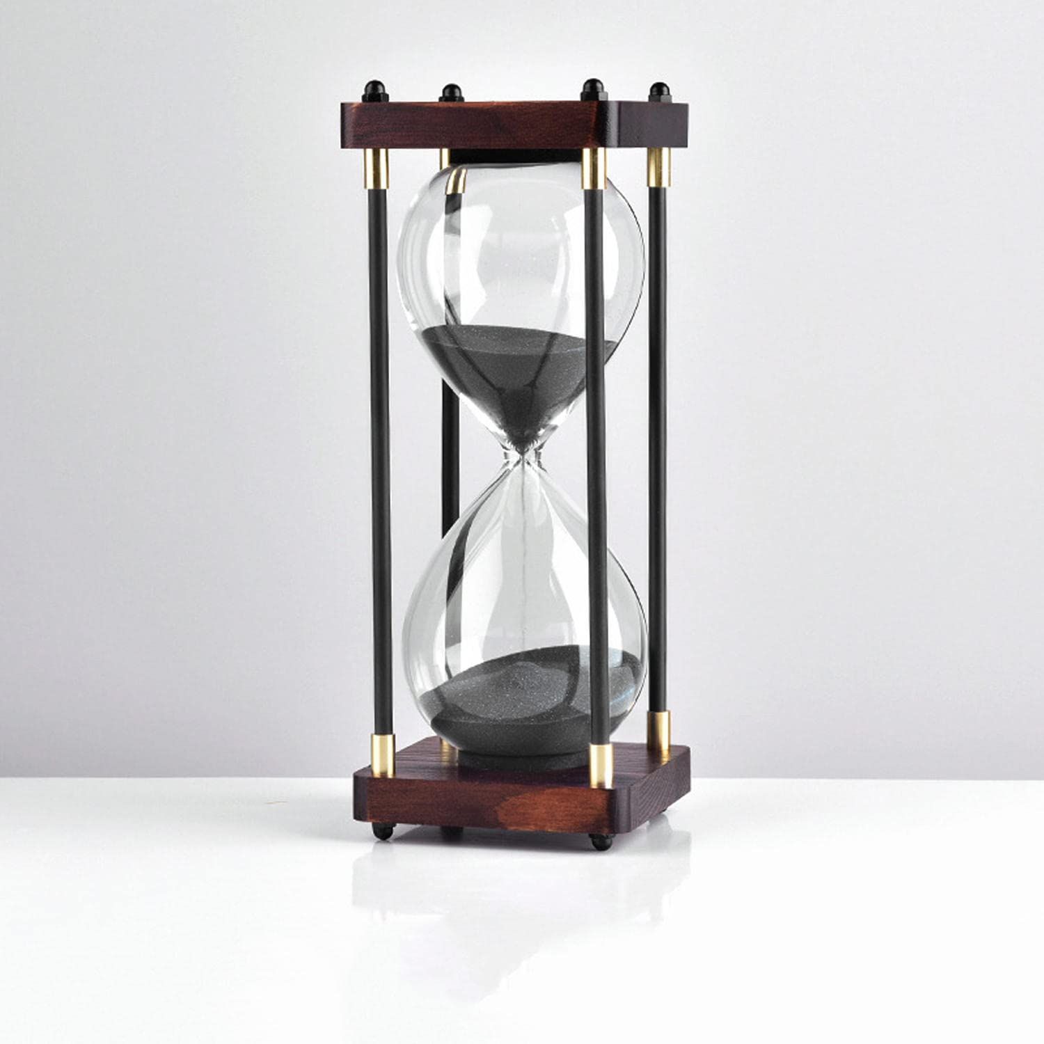 Hourglass Timer,60 Minute Hourglass,Hourglass Sand Timer,Black Wooden view 2