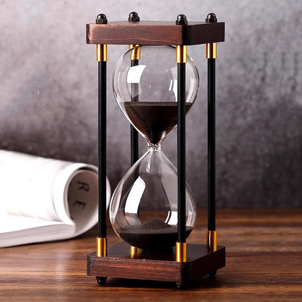 Hourglass Timer,60 Minute Hourglass,Hourglass Sand Timer,Black Wooden view 3