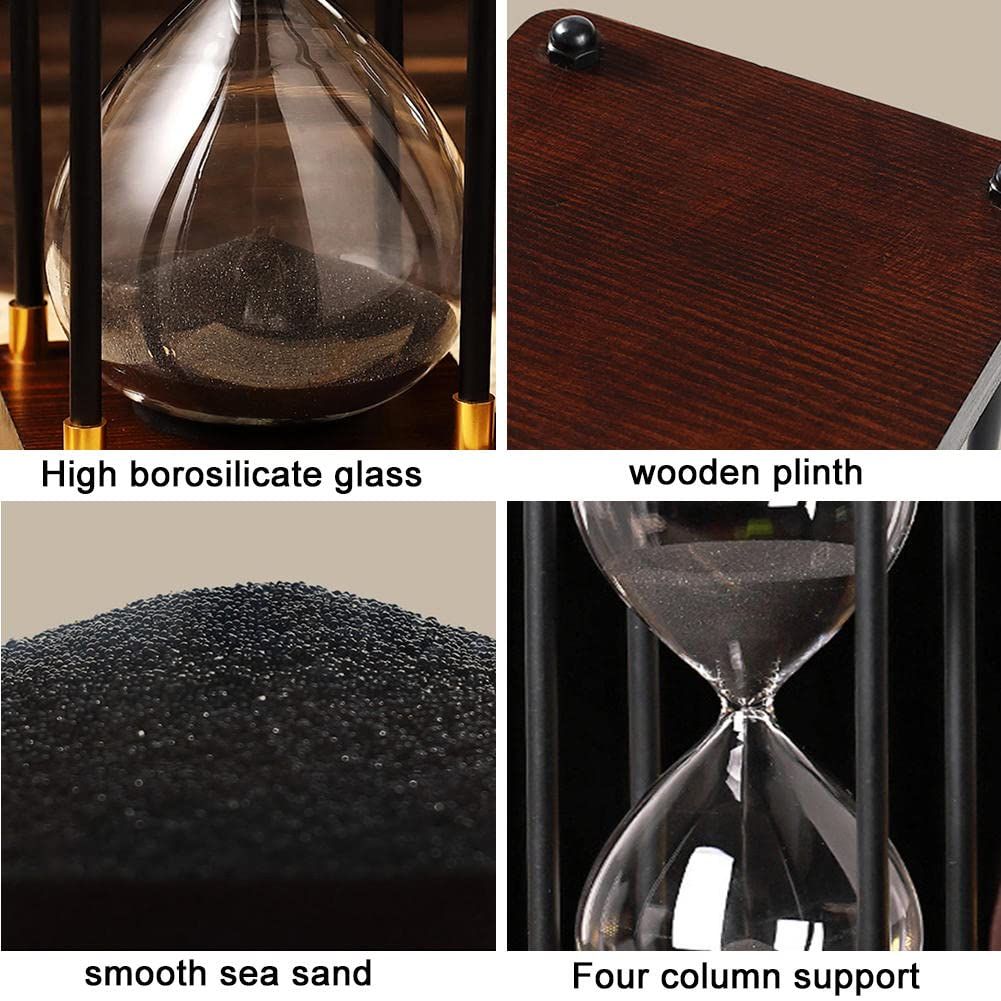 Hourglass Timer,60 Minute Hourglass,Hourglass Sand Timer,Black Wooden view 4