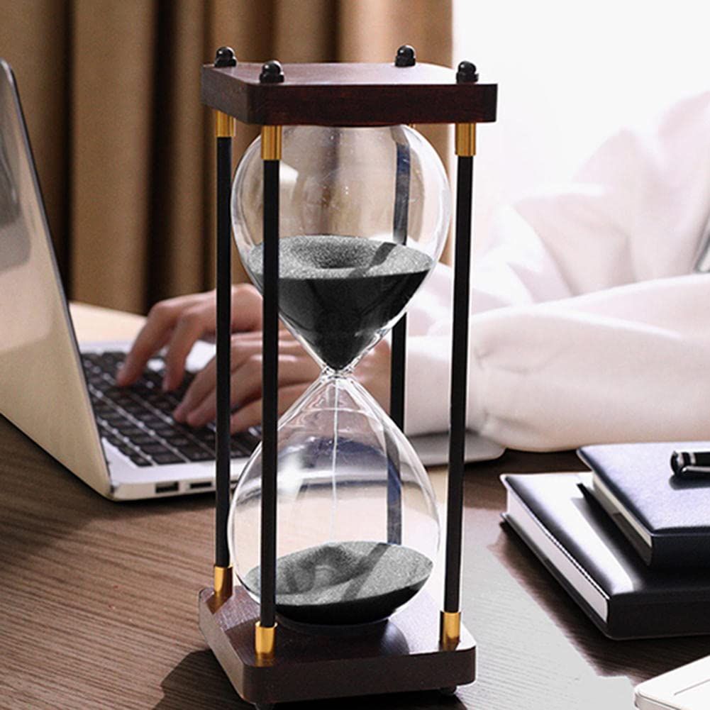 Hourglass Timer,60 Minute Hourglass,Hourglass Sand Timer,Black Wooden view 5