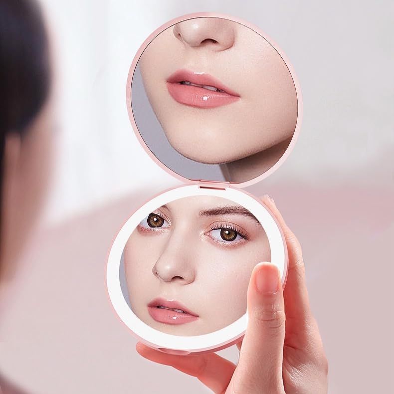 (with Light) Rechargeable Magnifying Mirror Dimmable Travel Mirror for Purse view 3