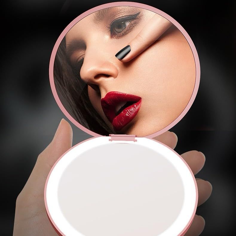 (with Light) Rechargeable Magnifying Mirror Dimmable Travel Mirror for Purse view 4