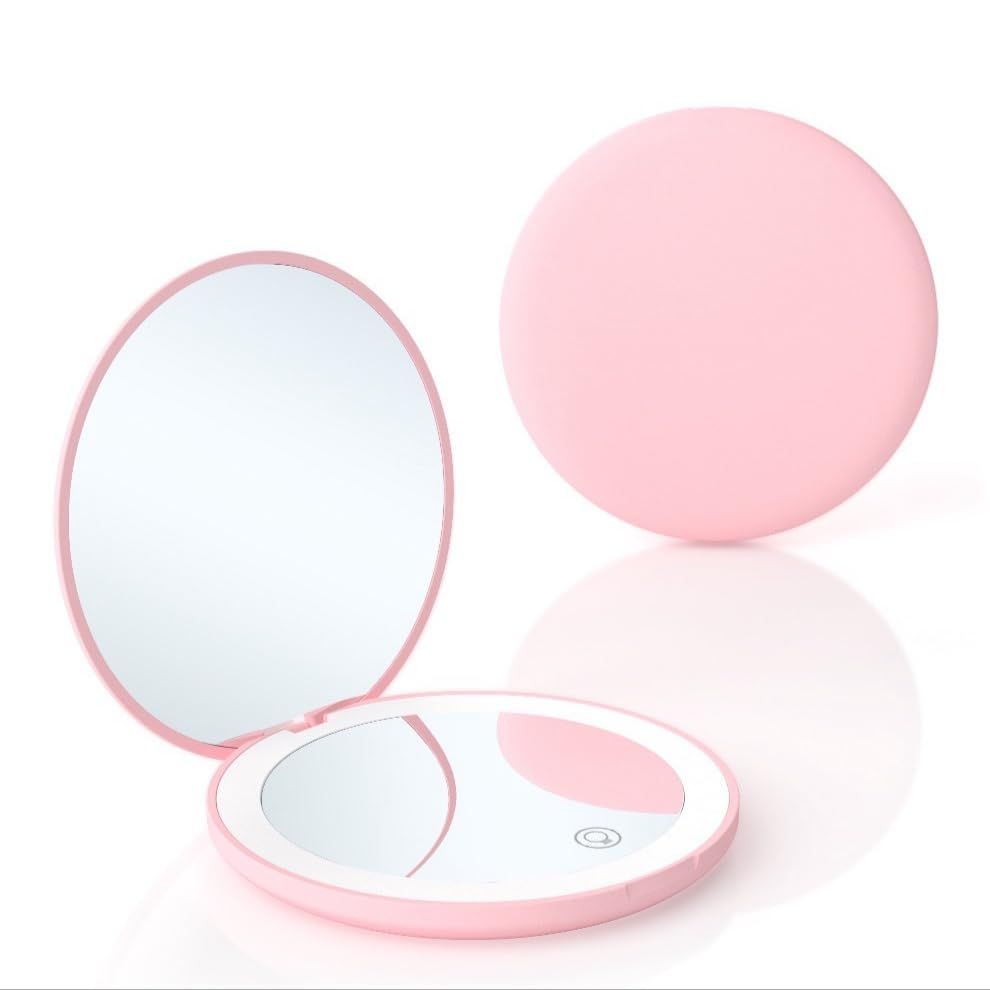 (with Light) Rechargeable Magnifying Mirror Dimmable Travel Mirror for Purse view 5