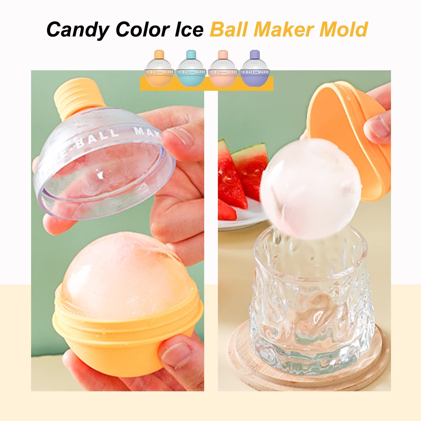 4 Pack Ice Ball Maker, Whiskey Ice Mold, Silicone Ice Cube Tray, 2.5 Inches view 5