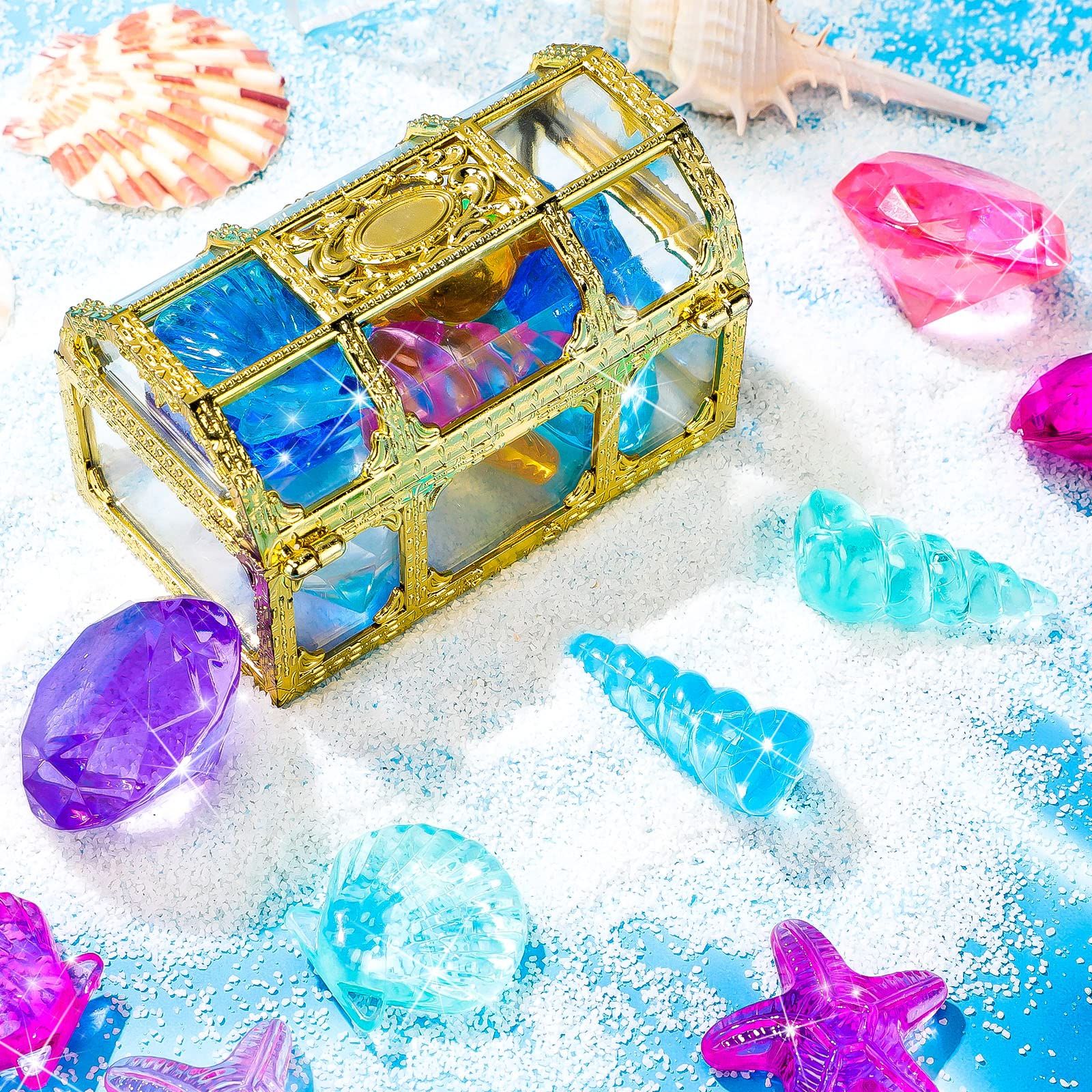 24 Pcs Diving Gems Toys Colorful Mermaid Pool Toys with 2 Treasure Pirate view 5