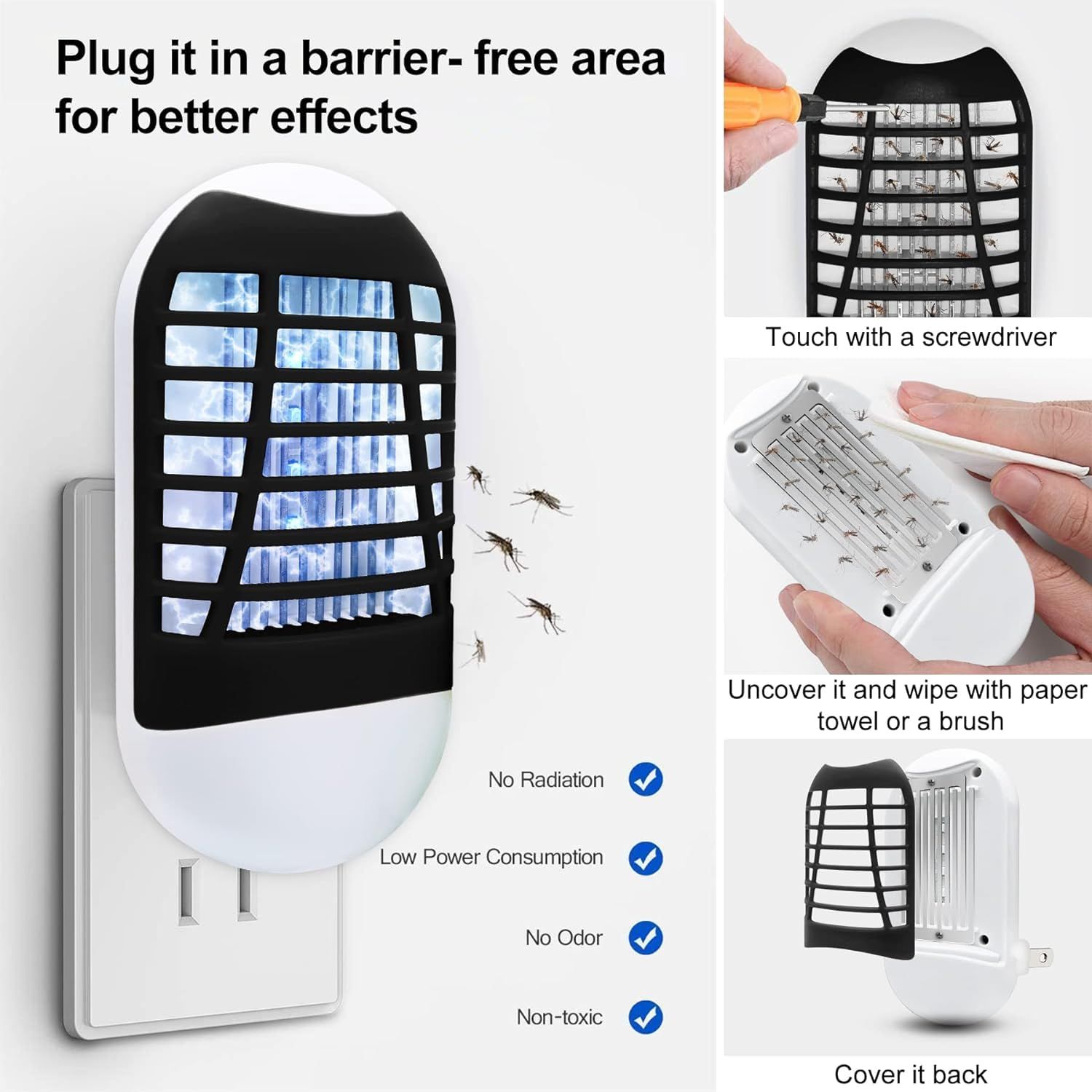 Bug Zapper Indoor, Electronic Fly Zapper Lamp for Home, Eliminates Flies view 3