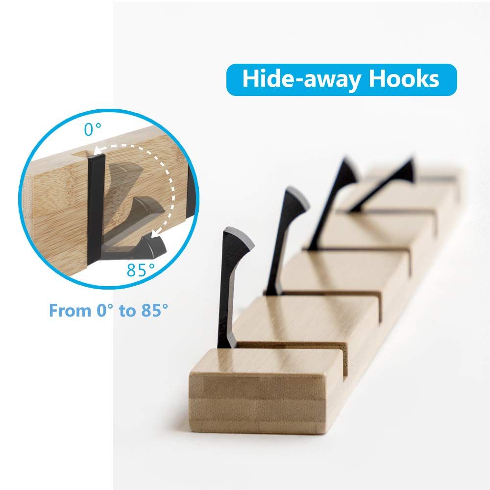 Wooden Coat Hooks Coat Rack Wall Mounted view 2