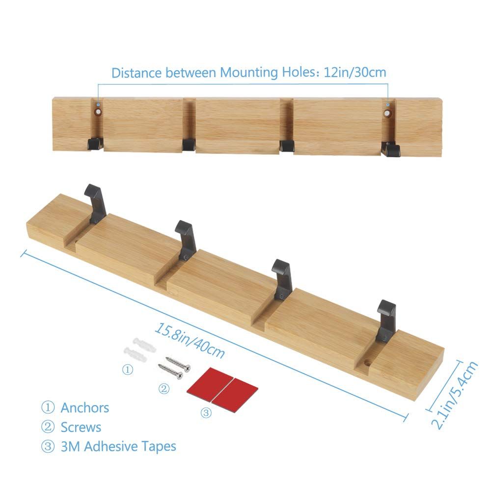 Wooden Coat Hooks Coat Rack Wall Mounted view 4