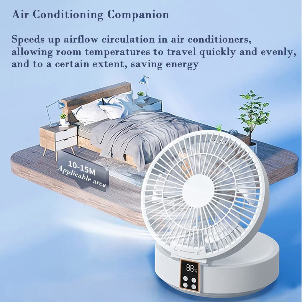 Desktop Fan with Remote, Portable Rechargeable LED Light Fan Air Cooler Mini view 3