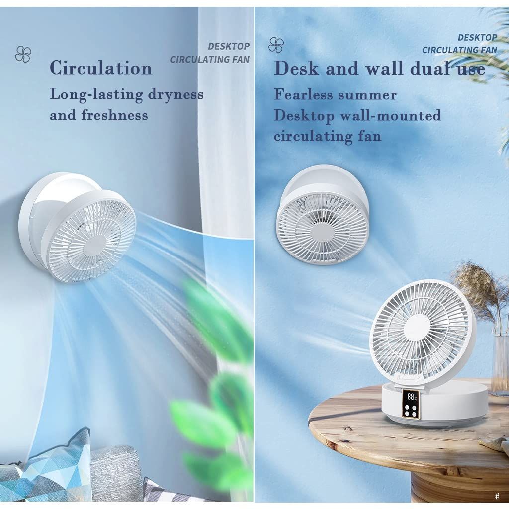 Desktop Fan with Remote, Portable Rechargeable LED Light Fan Air Cooler Mini view 4