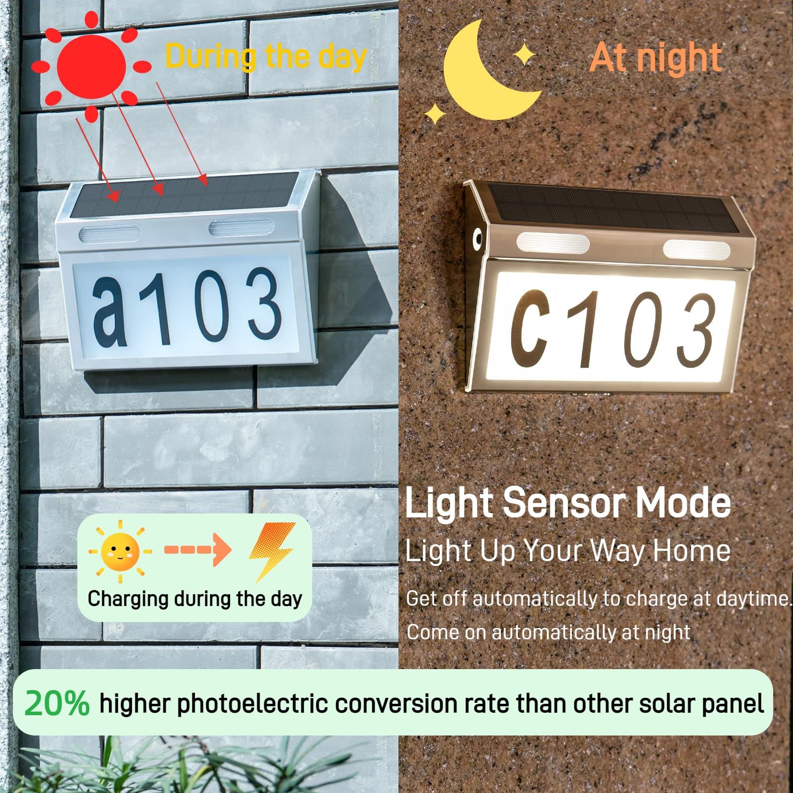 Solar House Numbers for Outside view 3