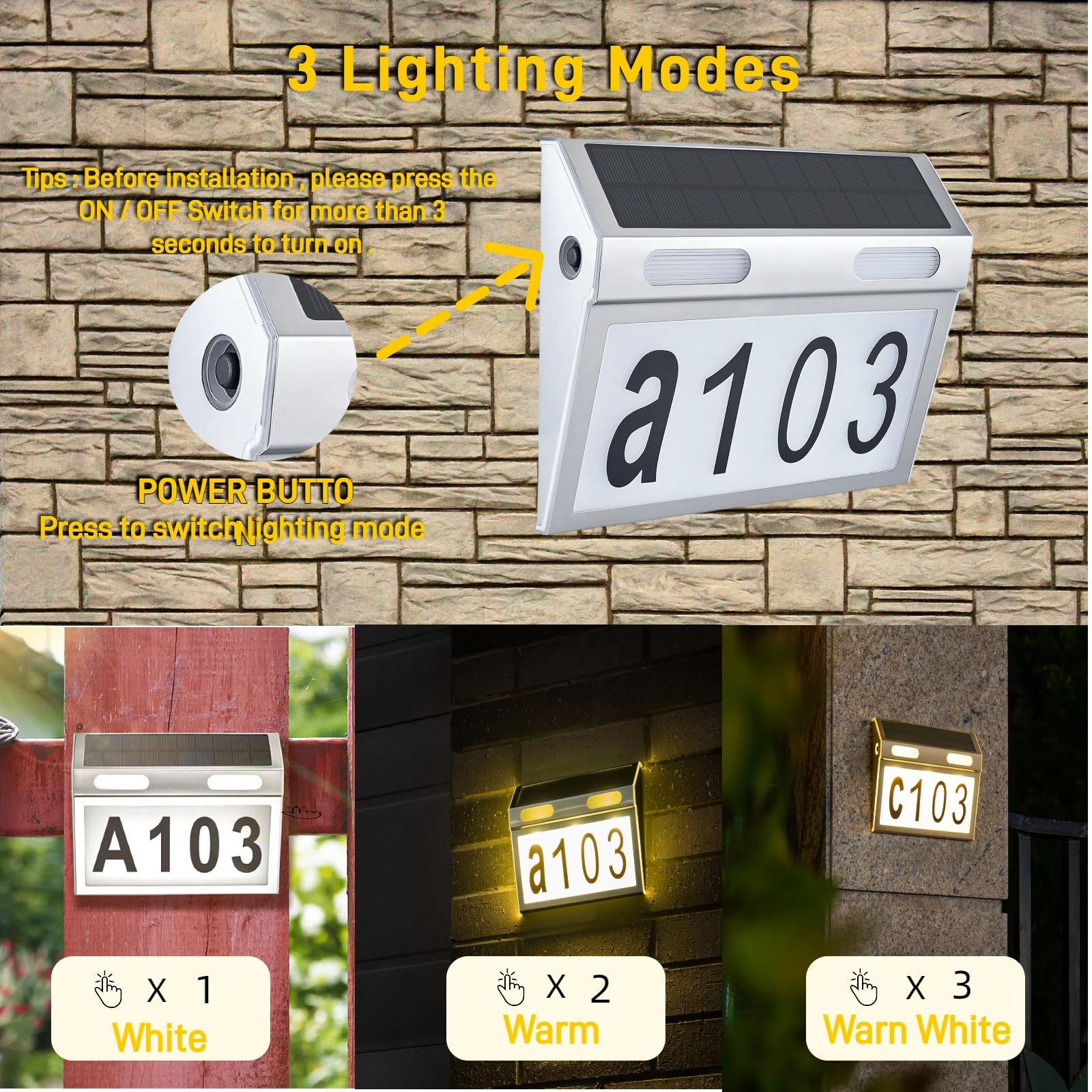 Solar House Numbers for Outside view 4