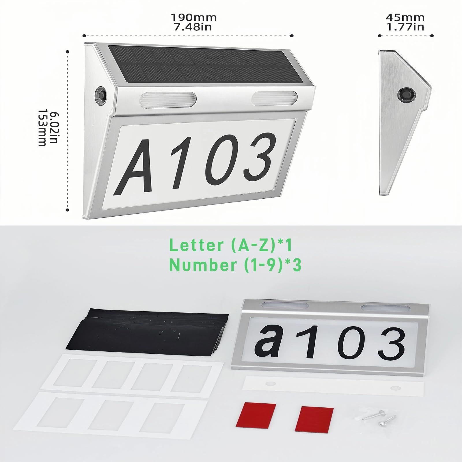 Solar House Numbers for Outside view 5