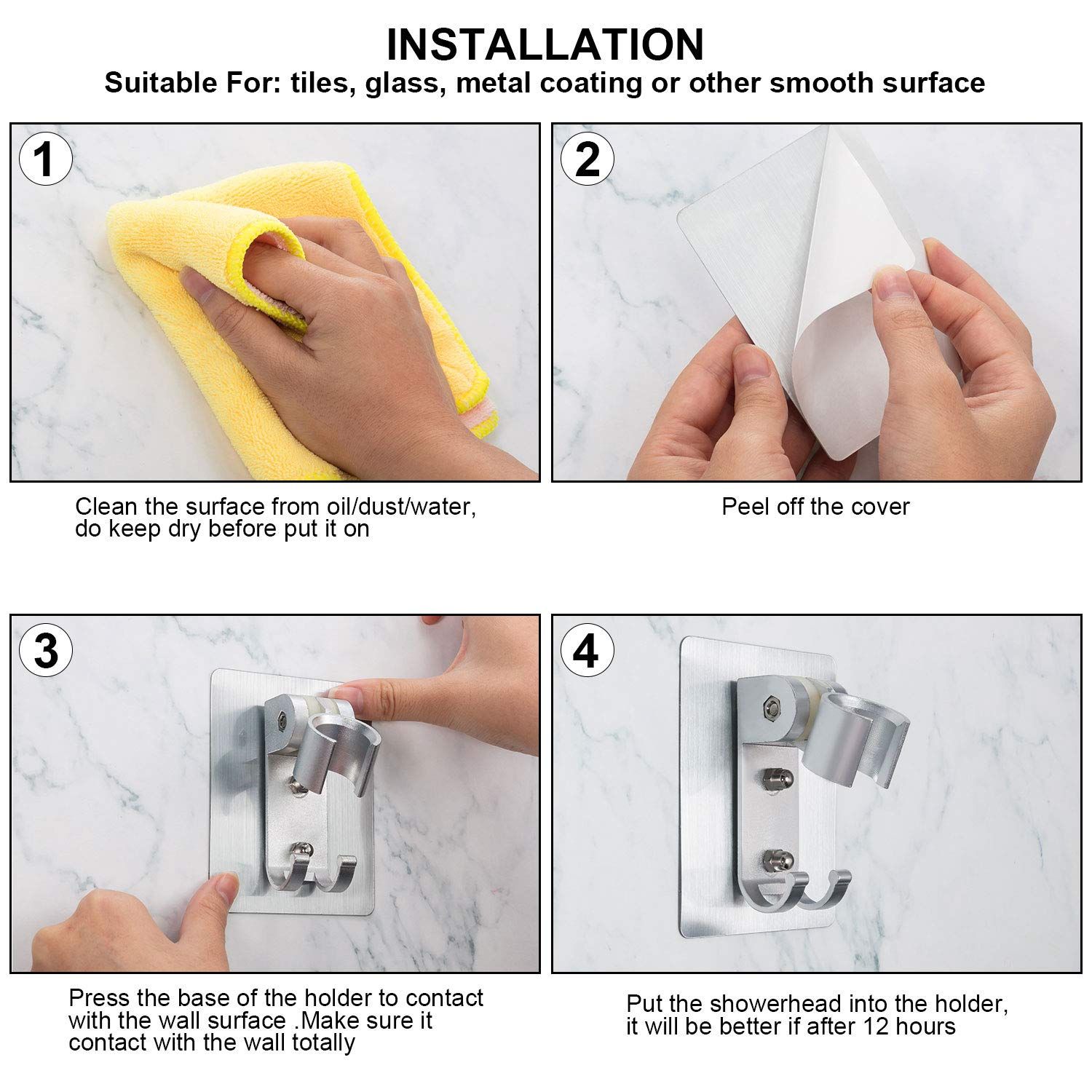 Shower Head Holder Strong Adhesive Shower Head Wall Mounting Bracket view 3
