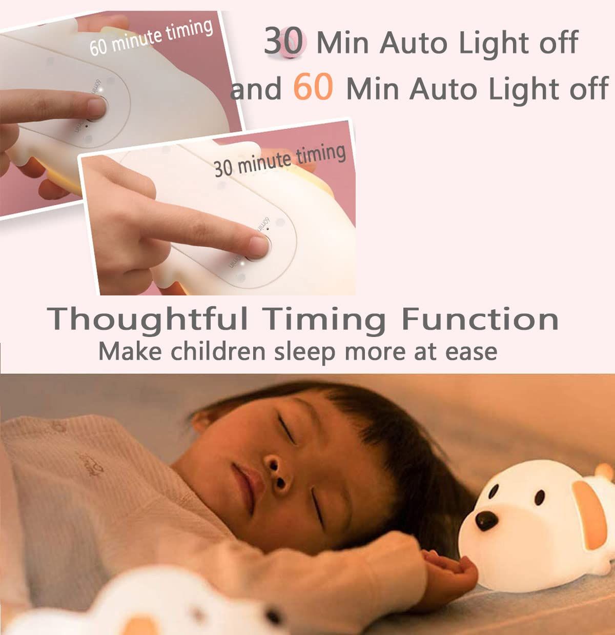 Kids Night Light,Cute Soft Silicone Dog Lamp Dimmable Nursery Portable Puppy view 4