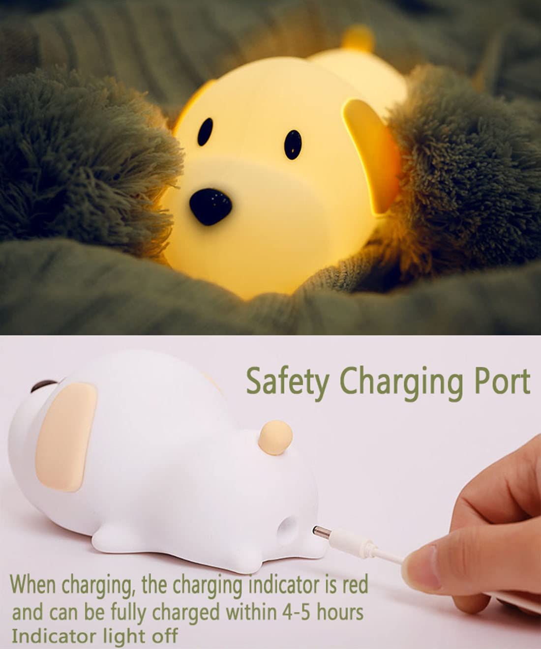 Kids Night Light,Cute Soft Silicone Dog Lamp Dimmable Nursery Portable Puppy view 5