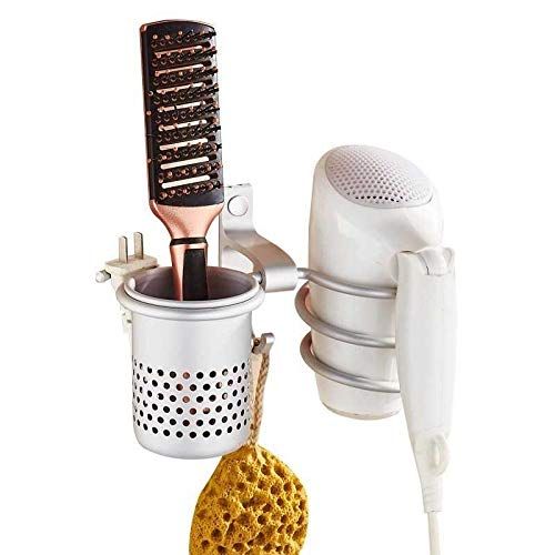 Aluminum Storage Holder Wall Mount Hair Dryer Holder Wall Phone Holder with view 2
