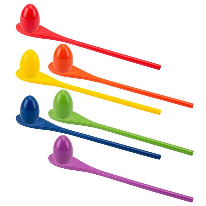 Egg Spoon Race Game Set, Wooden Egg Balance Game Relay Race Games for Kids