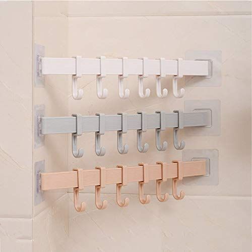 Coat Rack, Wall Mounted Coat Rack with 6 Decorative Hooks,Self Adhesive view 3