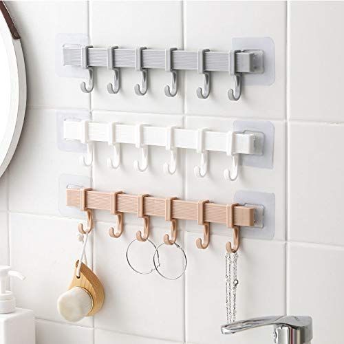 Coat Rack, Wall Mounted Coat Rack with 6 Decorative Hooks,Self Adhesive view 4