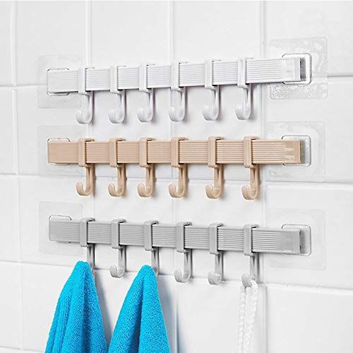 Coat Rack, Wall Mounted Coat Rack with 6 Decorative Hooks,Self Adhesive view 5