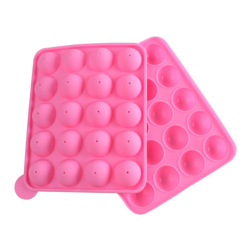 20 Cavity Silicone Pink Lolly Pop Party Cupcake Baking Mold Cake Pop Stick view 2