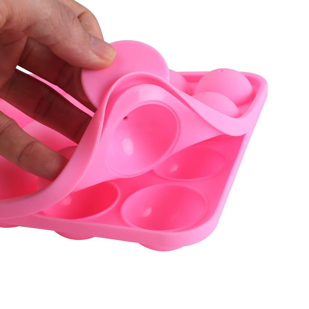 20 Cavity Silicone Pink Lolly Pop Party Cupcake Baking Mold Cake Pop Stick view 3