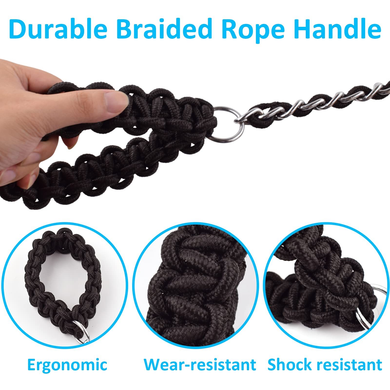 Heavy Duty Dog Leashes Metal Pet Chain Lead with Soft Rope Handle for Medium view 2