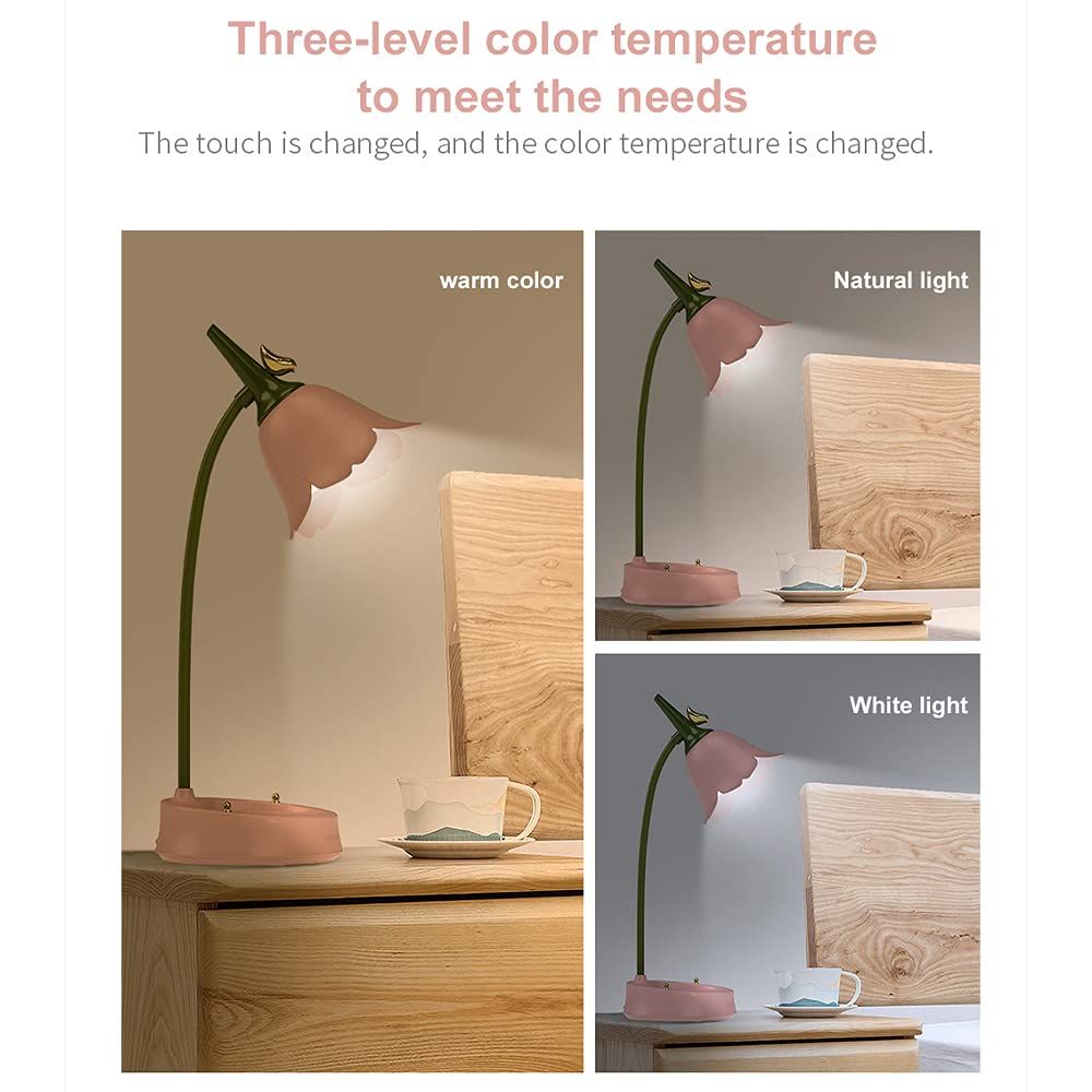 LED Desk Lamp Cordless Table Light Adjustable Gooseneck Dimmable Touch view 5