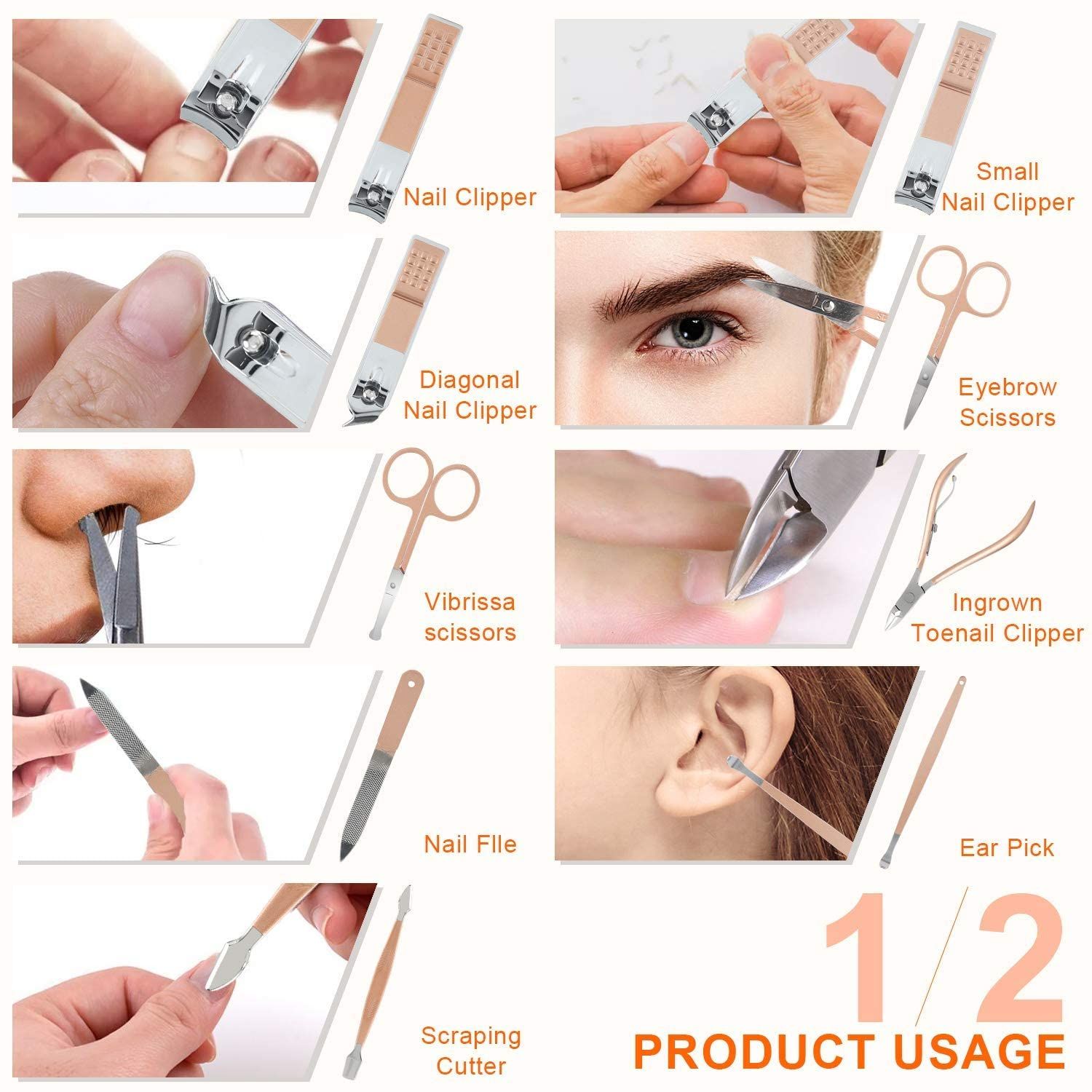 18 in 1 Stainless Steel Professional Manicure & Pedicure Kit for Women view 3