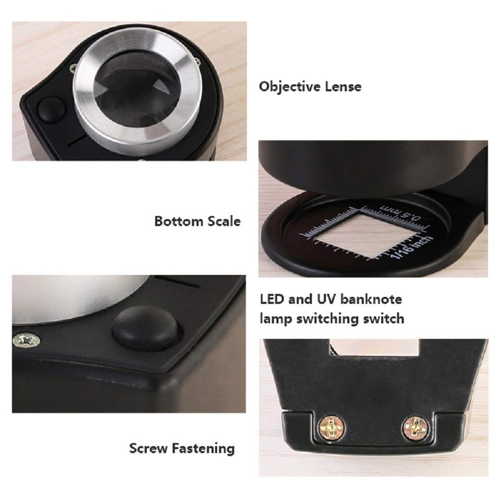 Handheld Microscope Magnifying Glass Jewelers Loupe with Light view 4