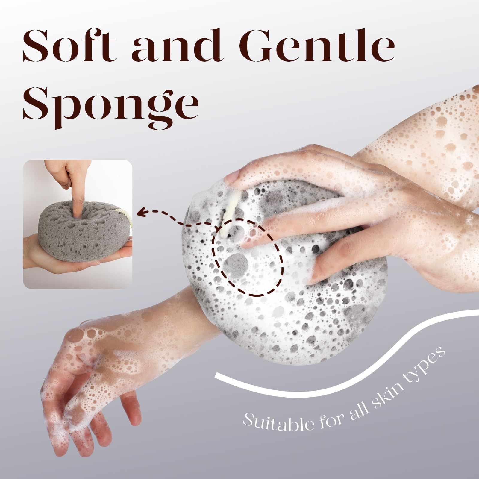 Bath Sponge, Sponge Loofah Body Scrubber, Shower Pouf Cleaning Loofahs Sponge view 5