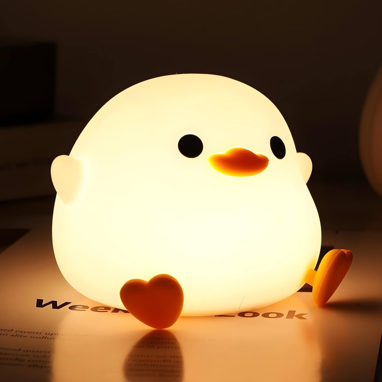 Cute Duck Lamp, Rechargeable Dimmable Nightlight, Silicone LED Bedside Lamp