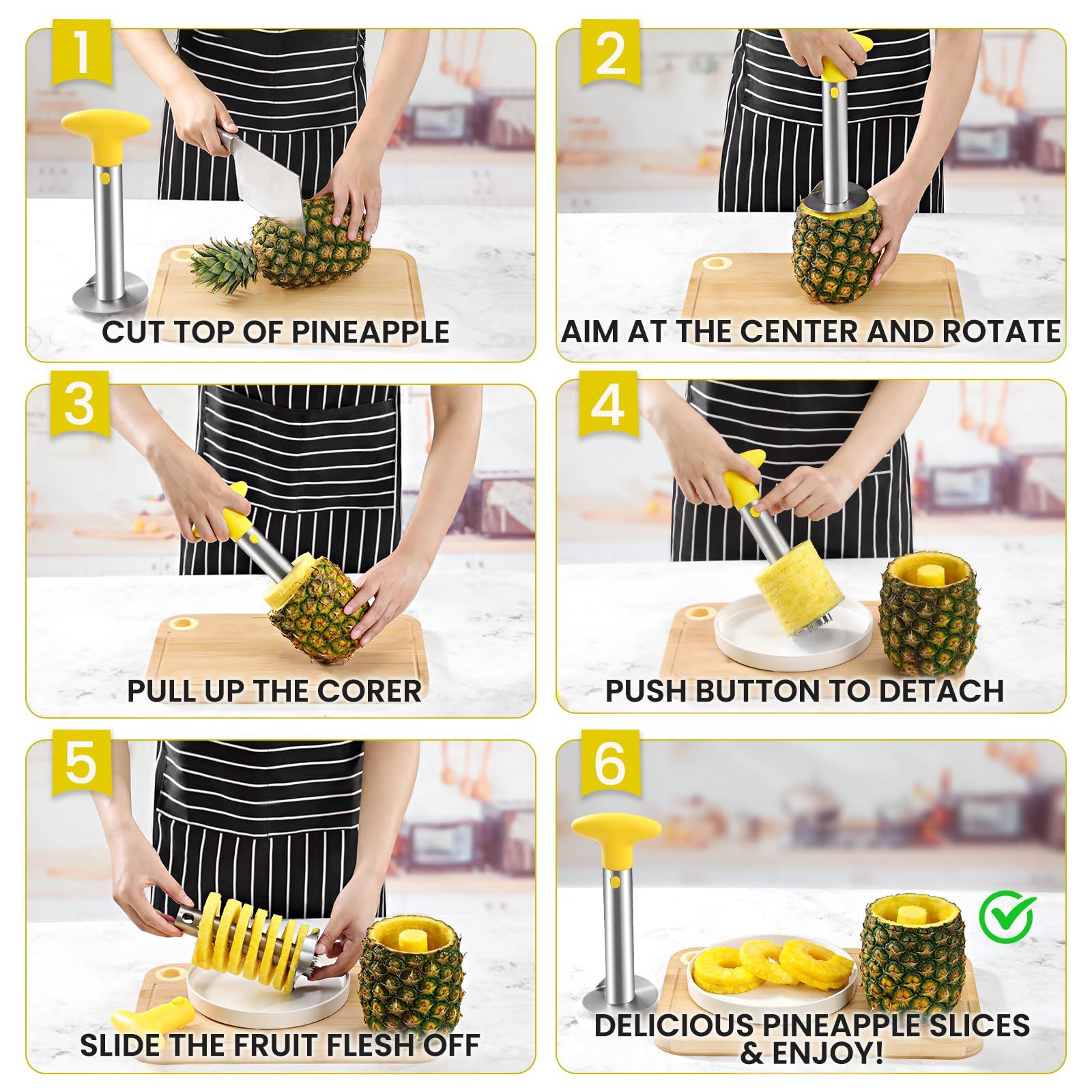 Premium Pineapple Corer and Slicer Tool - Sharp Pineapple Cutter with Serrated view 3