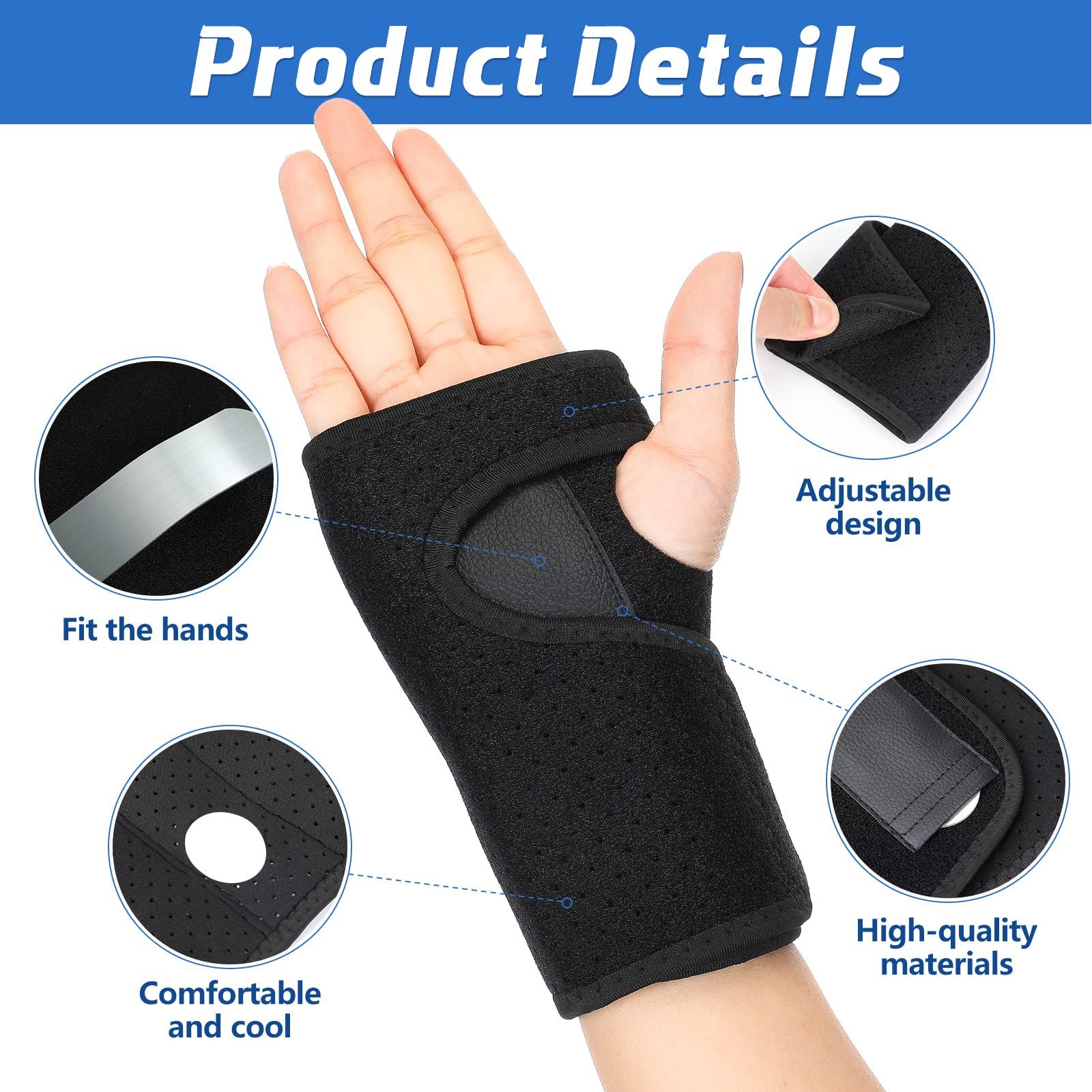 2 Pieces Carpal Tunnel Wrist Braces for Night Wrist Sleep Support Brace Wrist view 2