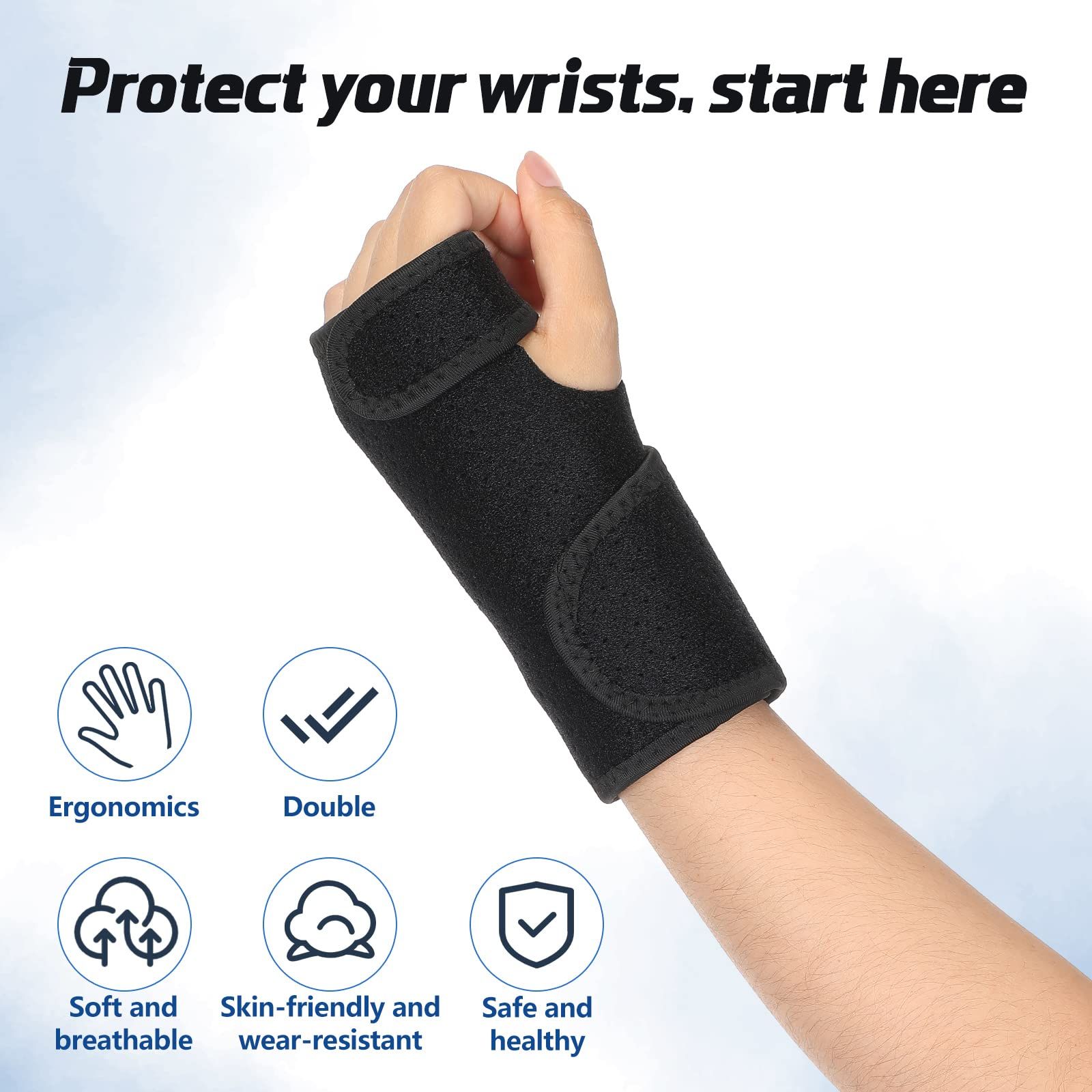 2 Pieces Carpal Tunnel Wrist Braces for Night Wrist Sleep Support Brace Wrist view 4