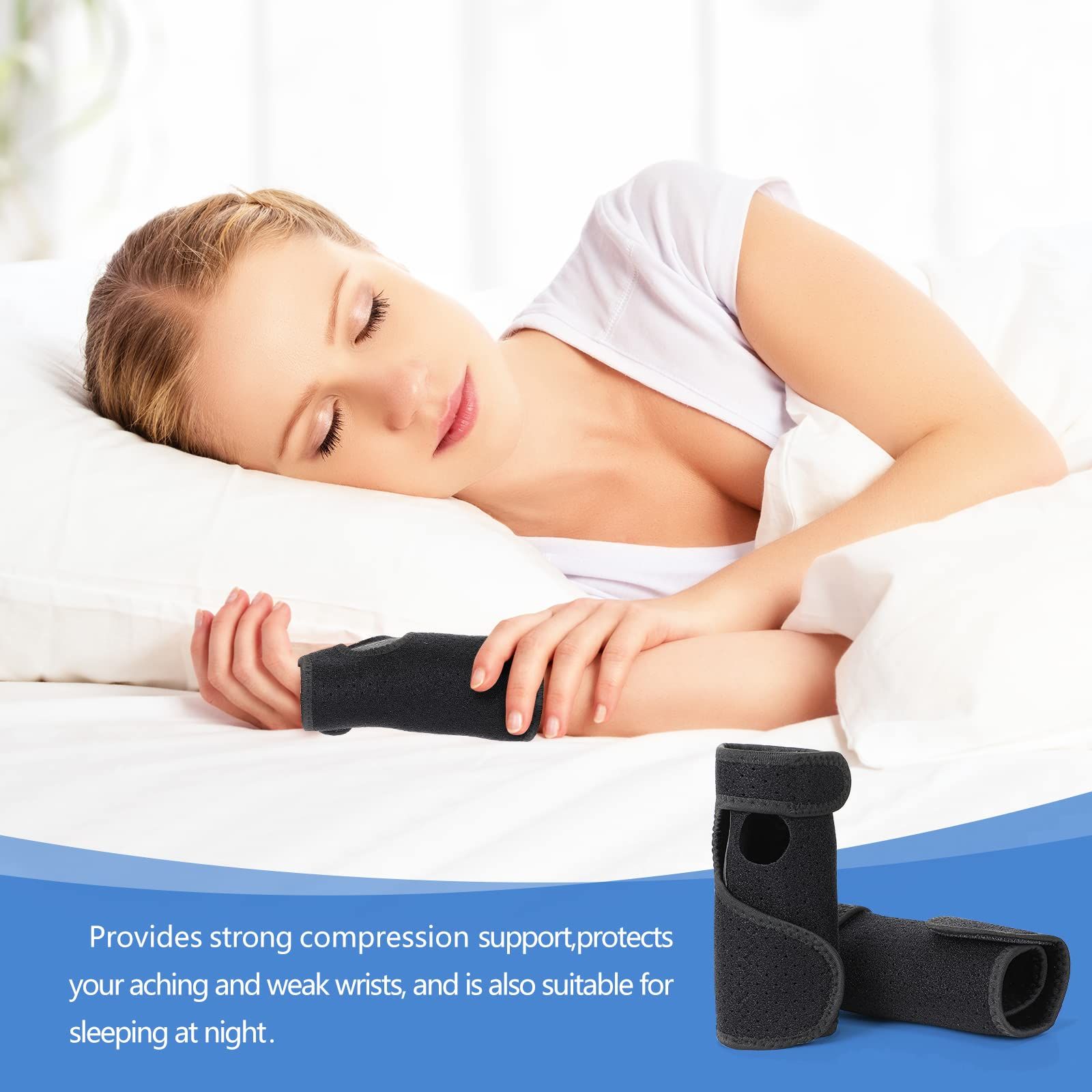 2 Pieces Carpal Tunnel Wrist Braces for Night Wrist Sleep Support Brace Wrist view 5