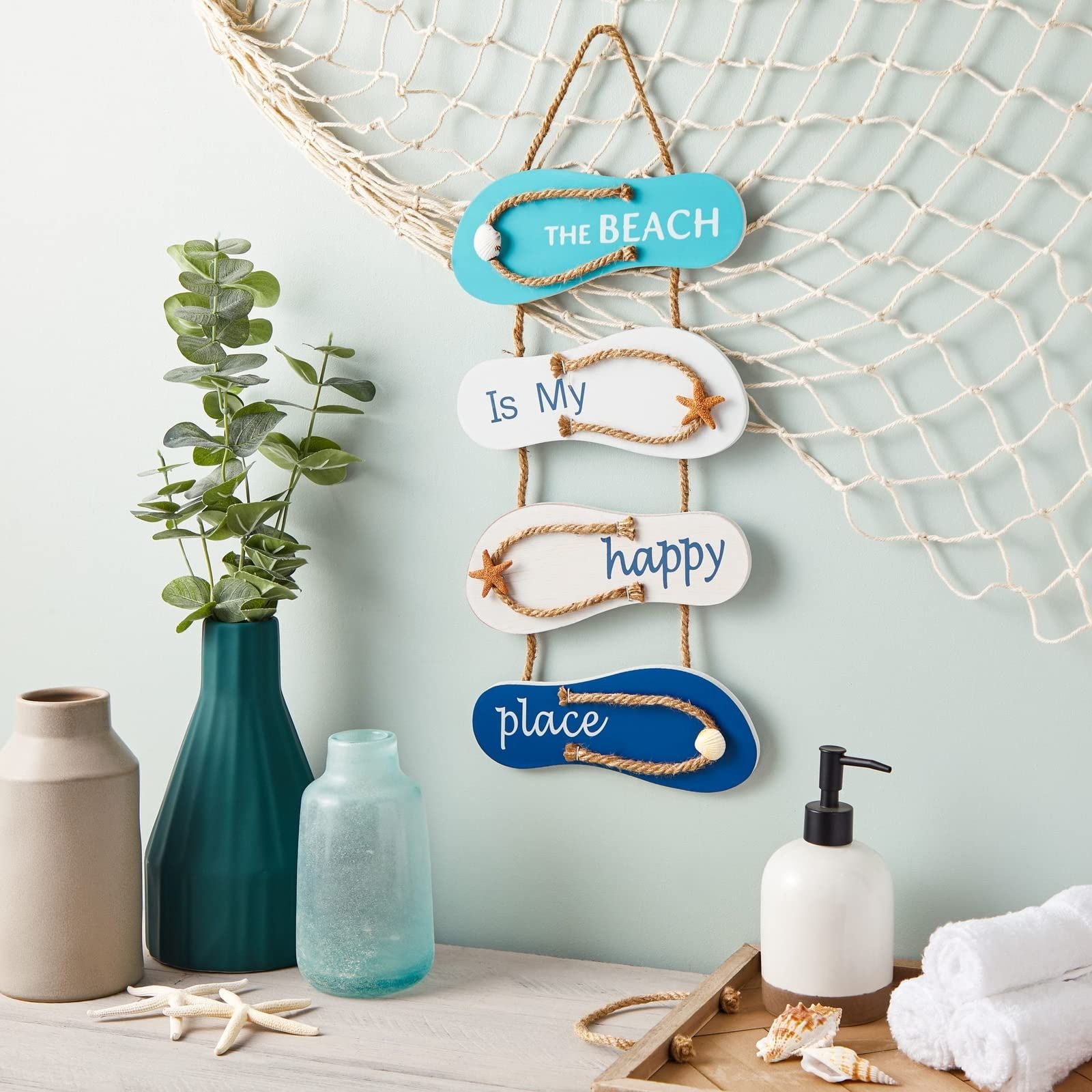 Decor Sign, Flip Flop Beach Decorations for Home, Bathroom, Living Room view 2