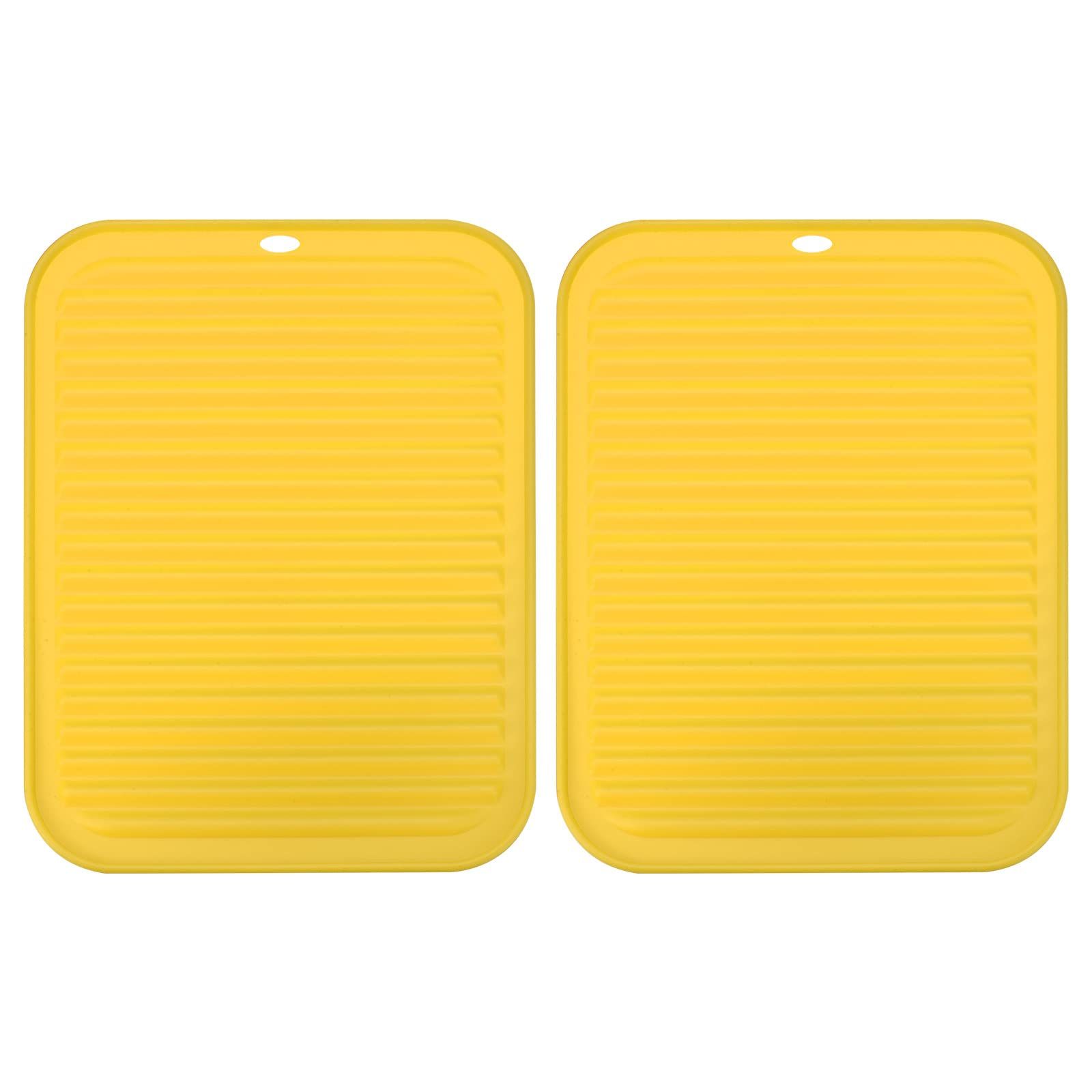 Dish Drying Mat Set, 2 Pcs 12" x 9" Silicone Sink Drain Pad Heat Resistant