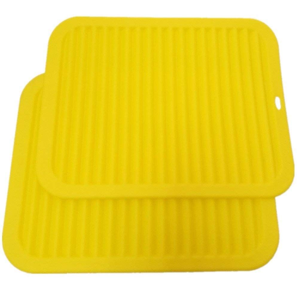 Dish Drying Mat Set, 2 Pcs 12" x 9" Silicone Sink Drain Pad Heat Resistant view 5
