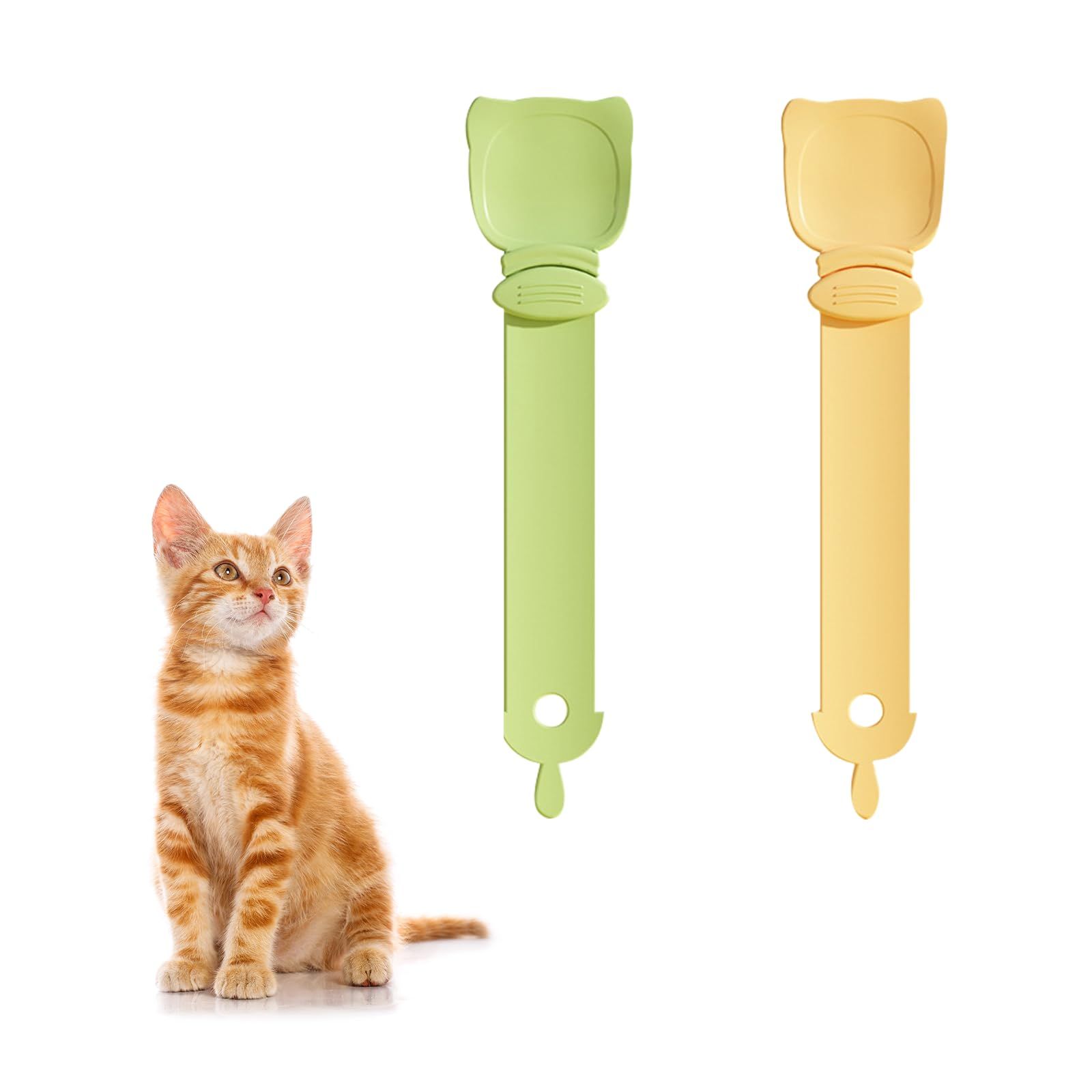 2 pcs Cat Strip Feeders, Cute Cat Head Shape Cat Strip Squeeze Spoons