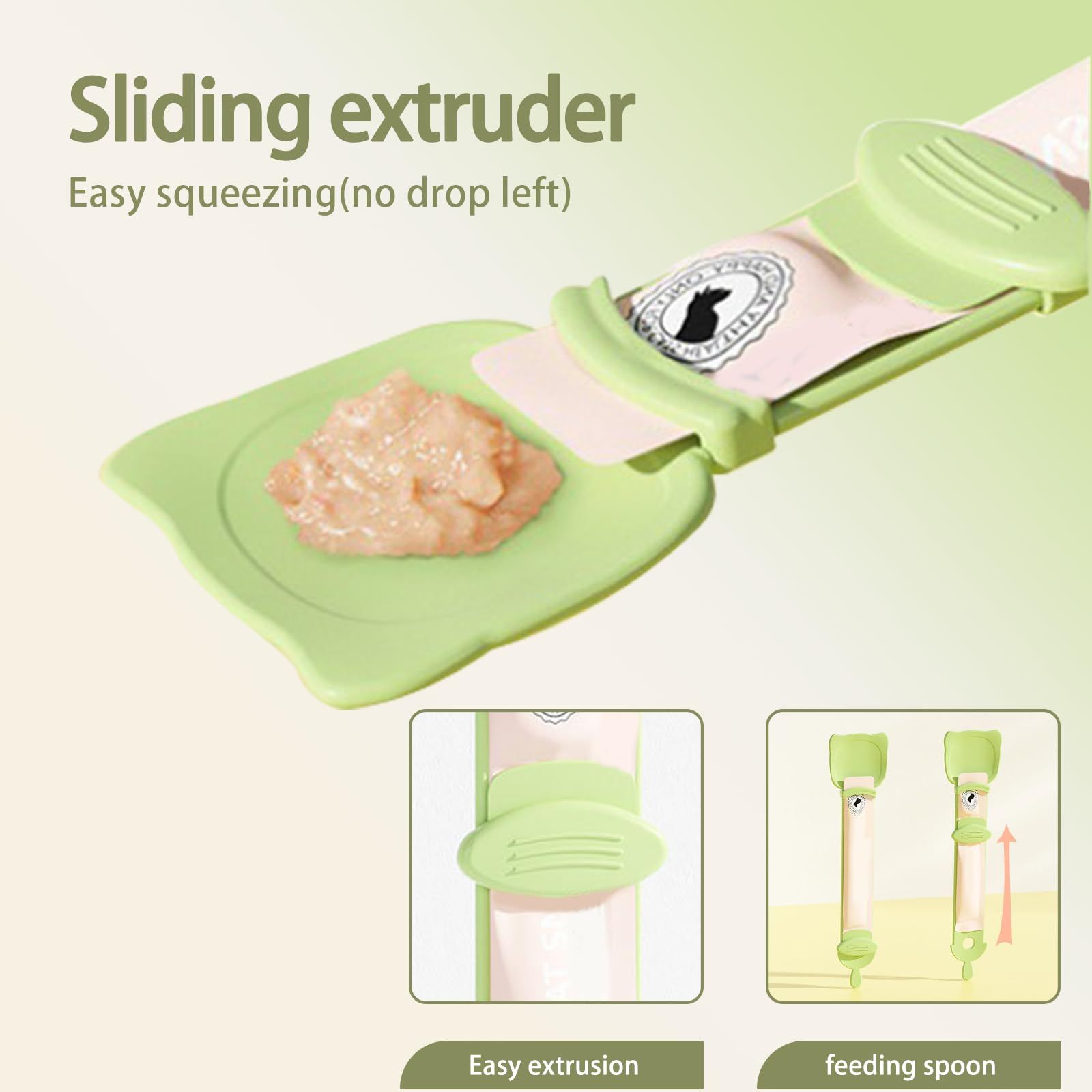 2 pcs Cat Strip Feeders, Cute Cat Head Shape Cat Strip Squeeze Spoons view 2