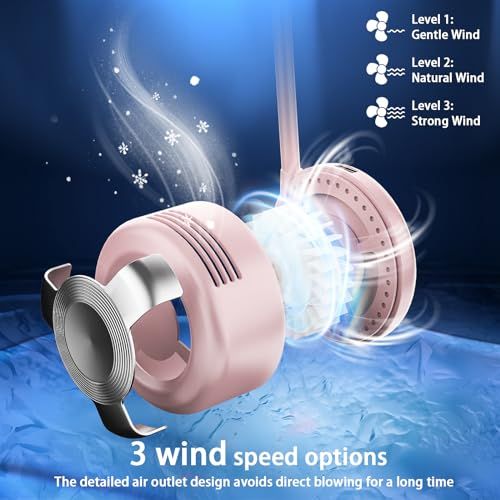 Rotatable Hands-Free Personal Fan•USB Rechargeable with 3 Speeds Bladeless Fan view 3