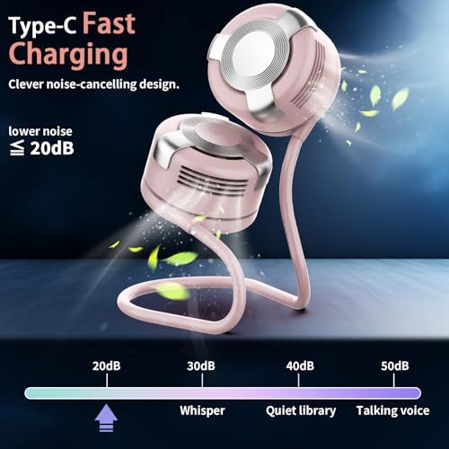 Rotatable Hands-Free Personal Fan•USB Rechargeable with 3 Speeds Bladeless Fan view 4