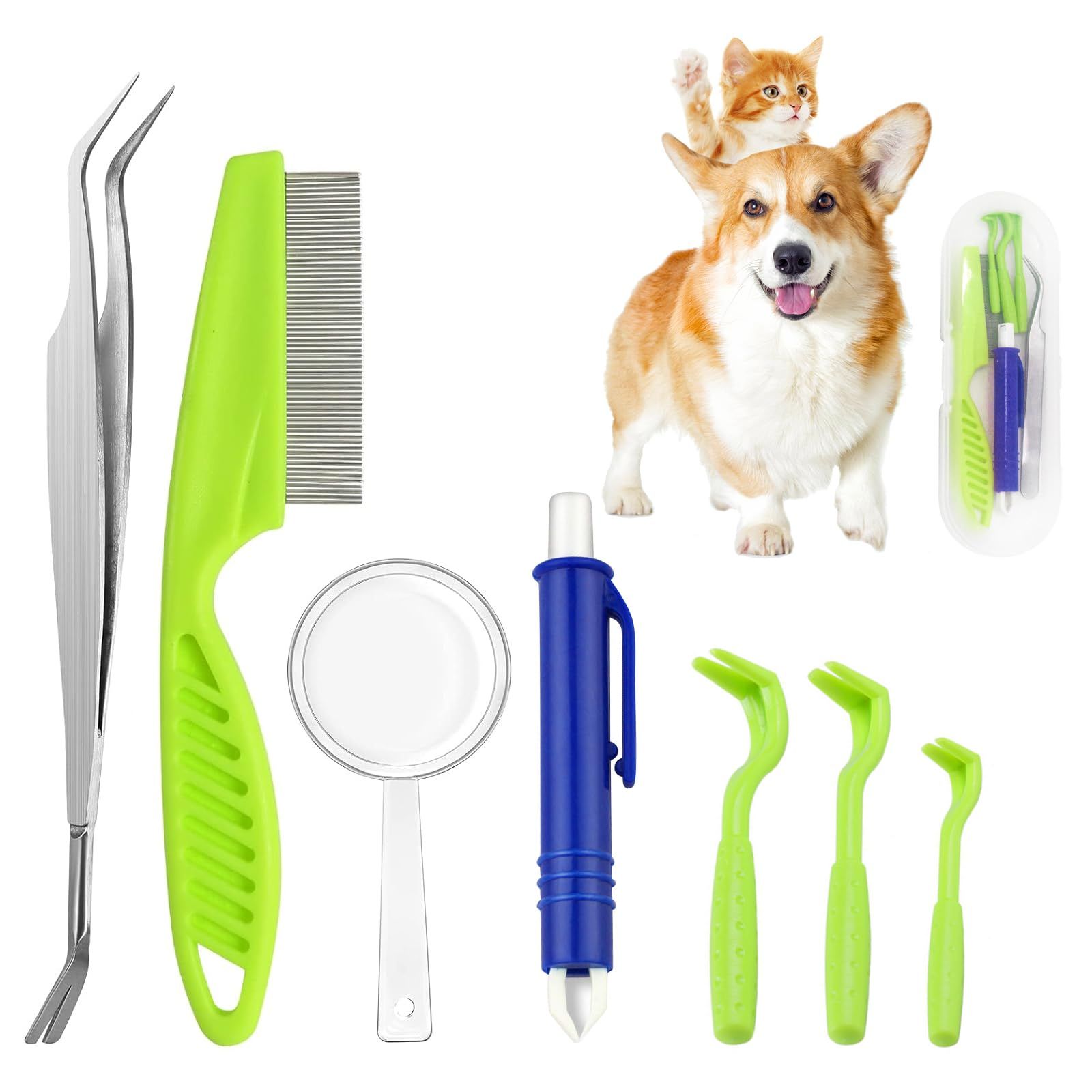 Tick Removal Tool Kit, 7Pcs Plastic Tick Removers Including Stainless Steel